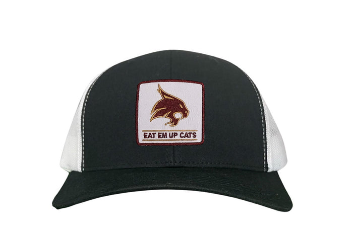 Texas State Square Supercat Eat Em Up Cats / Hats / TXST010 / 093 / - White Curved Bill Mesh Snapback - Club Rehab