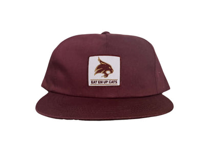 Texas State Square Supercat Eat Em Up Cats / Hats / TXST010 / 093 / - White Curved Bill Mesh Snapback - Club Rehab