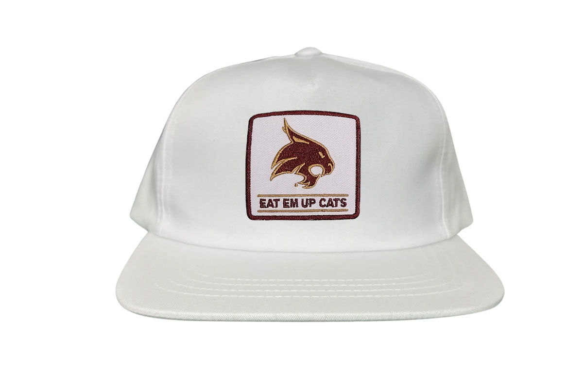 Texas State Square Supercat Eat Em Up Cats / Hats / TXST010 / 093 / - White Canvas Flatbill - Club Rehab