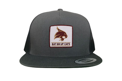 Texas State Square Supercat Eat Em Up Cats / Hats / TXST010 / 093 / - Charcoal Flat Mesh Snapback - Club Rehab