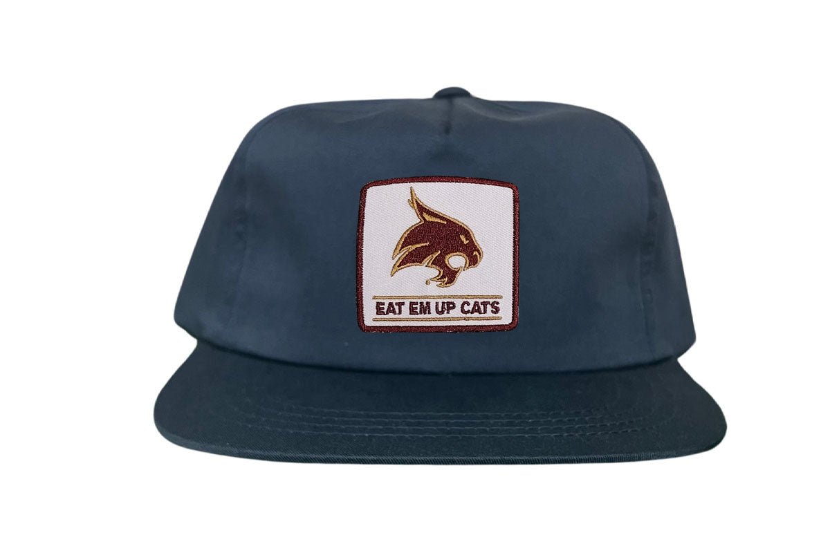 Texas State Square Supercat Eat Em Up Cats / Hats / TXST010 / 093 / - Navy Flat Canvas - Club Rehab