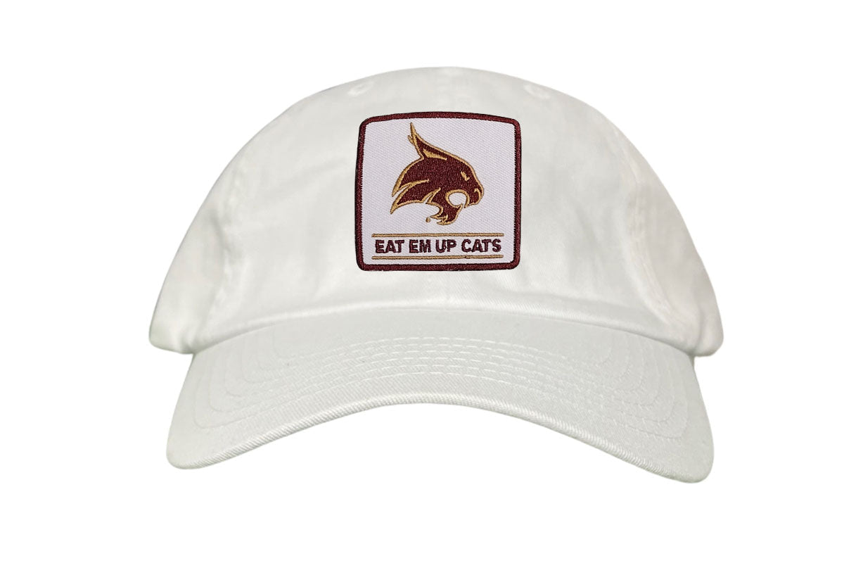 Texas State Square Supercat Eat Em Up Cats / Hats / TXST010 / 093 / - White Dad Hat - Club Rehab