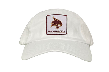 Texas State Square Supercat Eat Em Up Cats / Hats / TXST010 / 093 / - White Dad Hat - Club Rehab