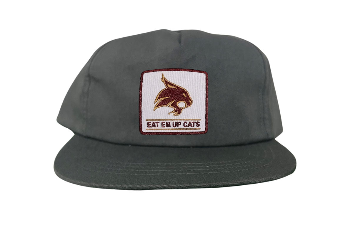 Texas State Square Supercat Eat Em Up Cats / Hats / TXST010 / 093 / - Charcoal Flat Canvas - Club Rehab