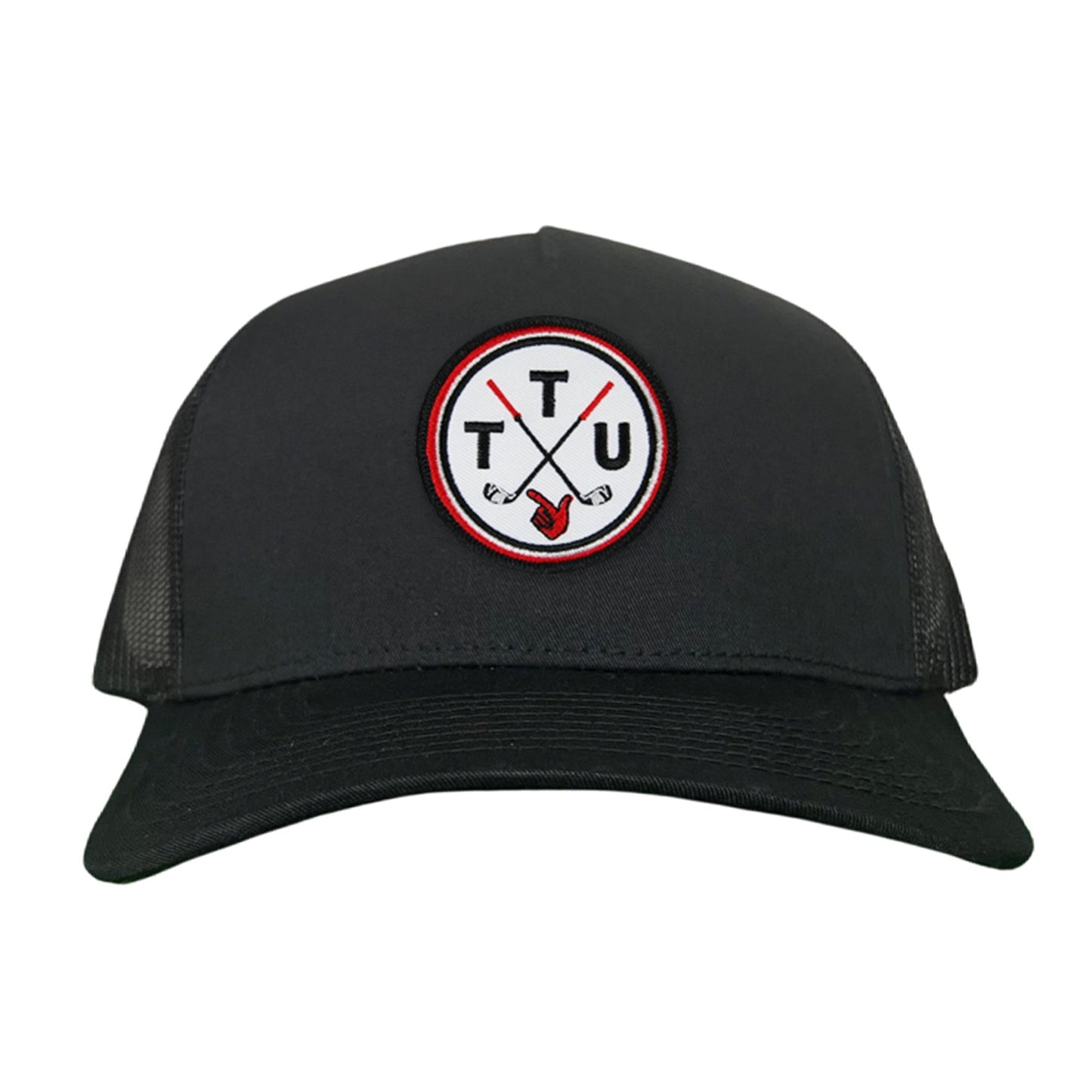 Texas Tech Golf Circle Patch / Hat / 181 / TXTECH014 / MM - Charcoal / White Curved Mesh Snapback - Club Rehab