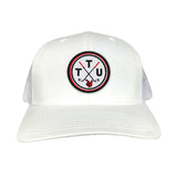 White Curved Mesh Snapback