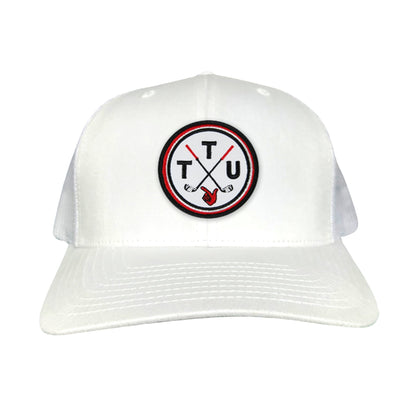 Texas Tech Golf Circle Patch / Hat / 181 / TXTECH014 / MM - White Curved Mesh Snapback - Club Rehab