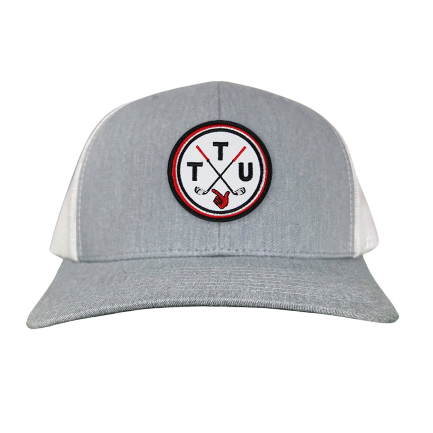 Texas Tech Golf Circle Patch / Hat / 181 / TXTECH014 / MM - Heather Grey / White Curved Mesh Snapback - Club Rehab