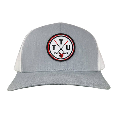 Texas Tech Golf Circle Patch / Hat / 181 / TXTECH014 / MM - Heather Grey / White Curved Mesh Snapback - Club Rehab