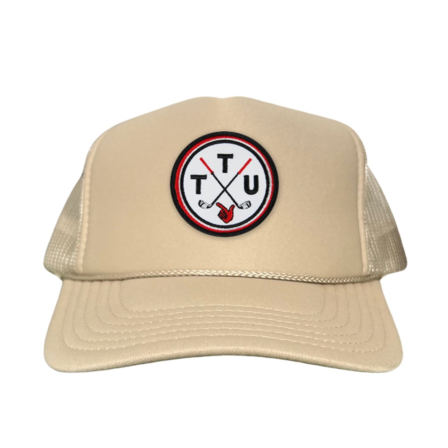 Texas Tech Golf Circle Patch / Hat / 181 / TXTECH014 / MM - Khaki Foam Curved Mesh - Club Rehab