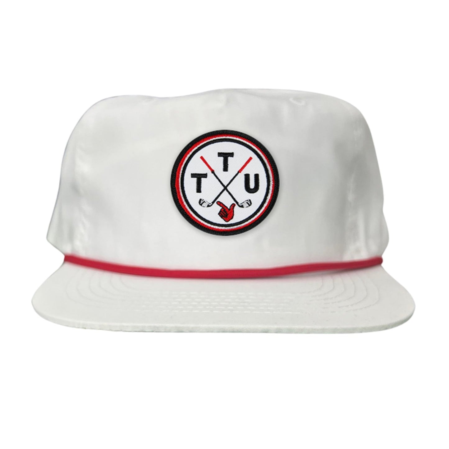 Texas Tech Golf Circle Patch / Hat / 181 / TXTECH014 / MM - Flat Bill White with Red Rope Canvas - Club Rehab