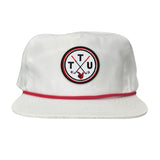 Flat Bill White with Red Rope Canvas
