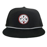 Flat Bill Black with Black / White Rope Canvas