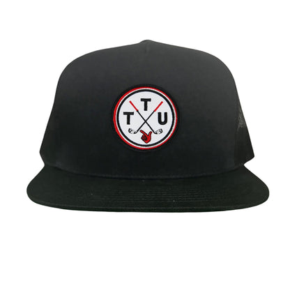 Texas Tech Golf Circle Patch / Hat / 181 / TXTECH014 / MM - Flat Bill Black with Black / White Rope Canvas - Club Rehab
