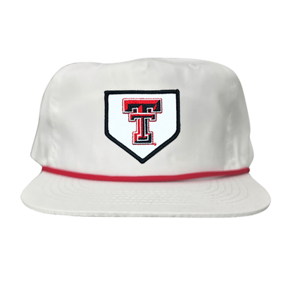 Texas Tech Home Plate / Hats / 256 / TXTECH046 / MM - Flat Bill White with Red Rope Canvas - Club Rehab