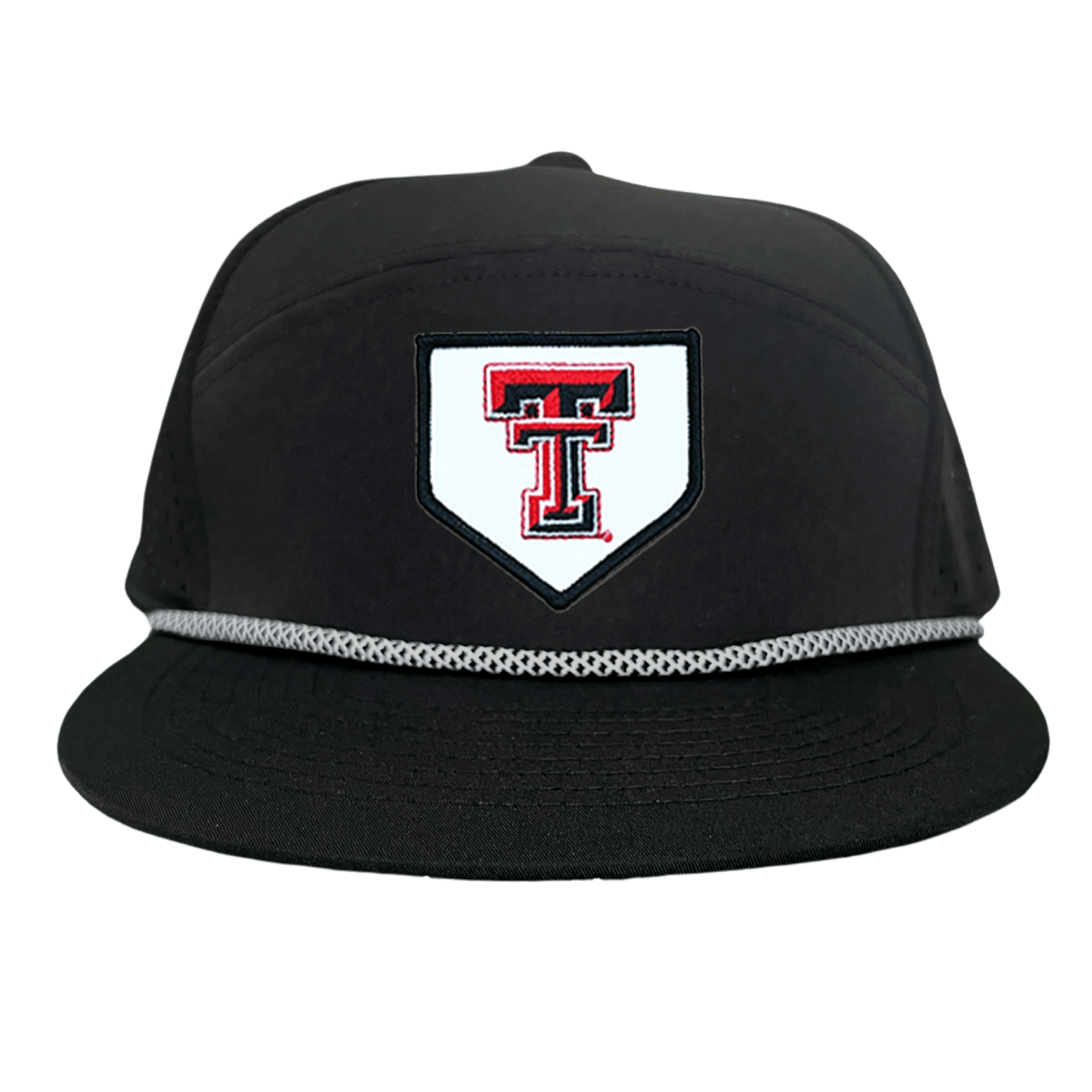 Texas Tech Home Plate / Hats / 256 / TXTECH046 / MM - Flat Bill Black with Black / White Rope Canvas - Club Rehab