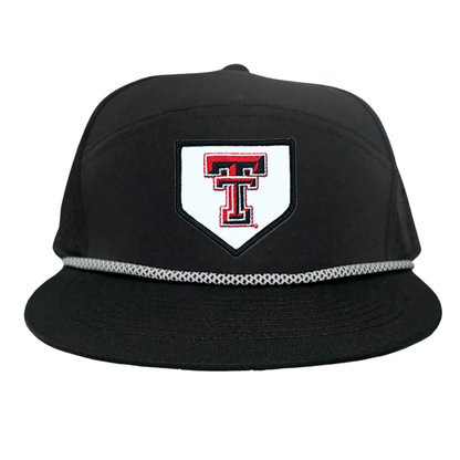 Texas Tech Home Plate / Hats / 256 / TXTECH046 / MM - Flat Bill Black with Black / White Rope Canvas - Club Rehab