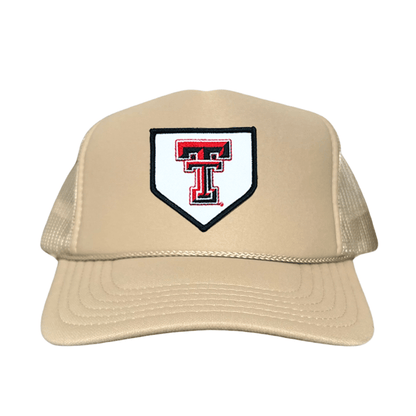 Texas Tech Home Plate / Hats / 256 / TXTECH046 / MM - Khaki Foam Curved Mesh Snapback - Club Rehab