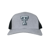 Heather Grey / Black Curved Mesh Snapback