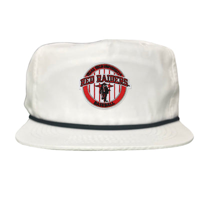 Texas Tech Pinstripe / Hats / 229 / TXTECH087 / MG - Flat Bill Black with Black / White Rope Canvas - Club Rehab