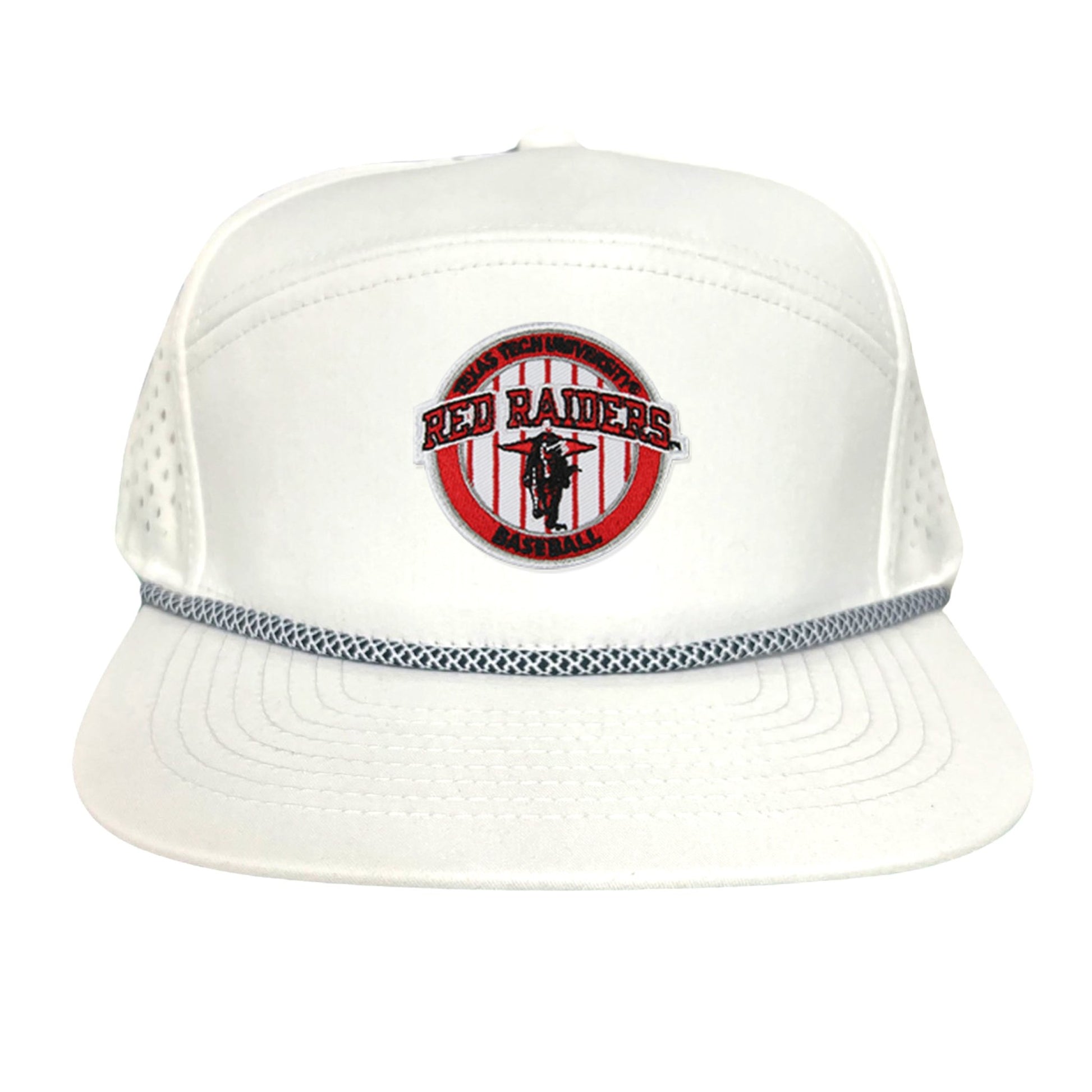 Texas Tech Pinstripe / Hats / 229 / TXTECH087 / MG - Flat Bill Black with Black / White Rope Canvas - Club Rehab