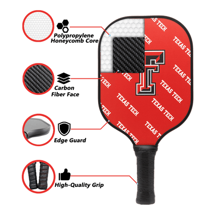 Texas Tech Red Raiders Pickleball Paddle | Carbon Fiber Face | 12mm Core - Club Rehab