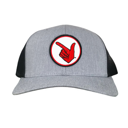 Texas Tech Texas Tech Hand Symbol Patch / Hats/ 117/ MM - Heather Grey / Black Curved Mesh Snapback - Club Rehab