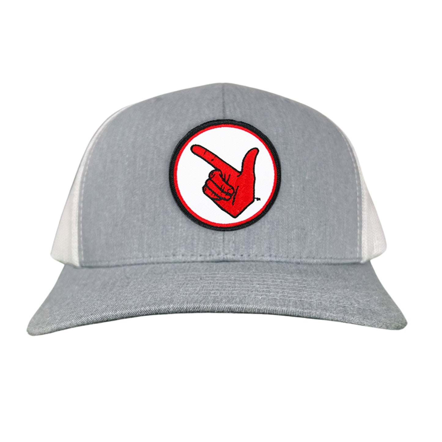 Texas Tech Texas Tech Hand Symbol Patch / Hats/ 117/ MM - Heather Grey / White Curved Mesh Snapback - Club Rehab