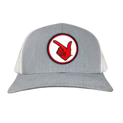 Texas Tech Texas Tech Hand Symbol Patch / Hats/ 117/ MM - Heather Grey / White Curved Mesh Snapback - Club Rehab