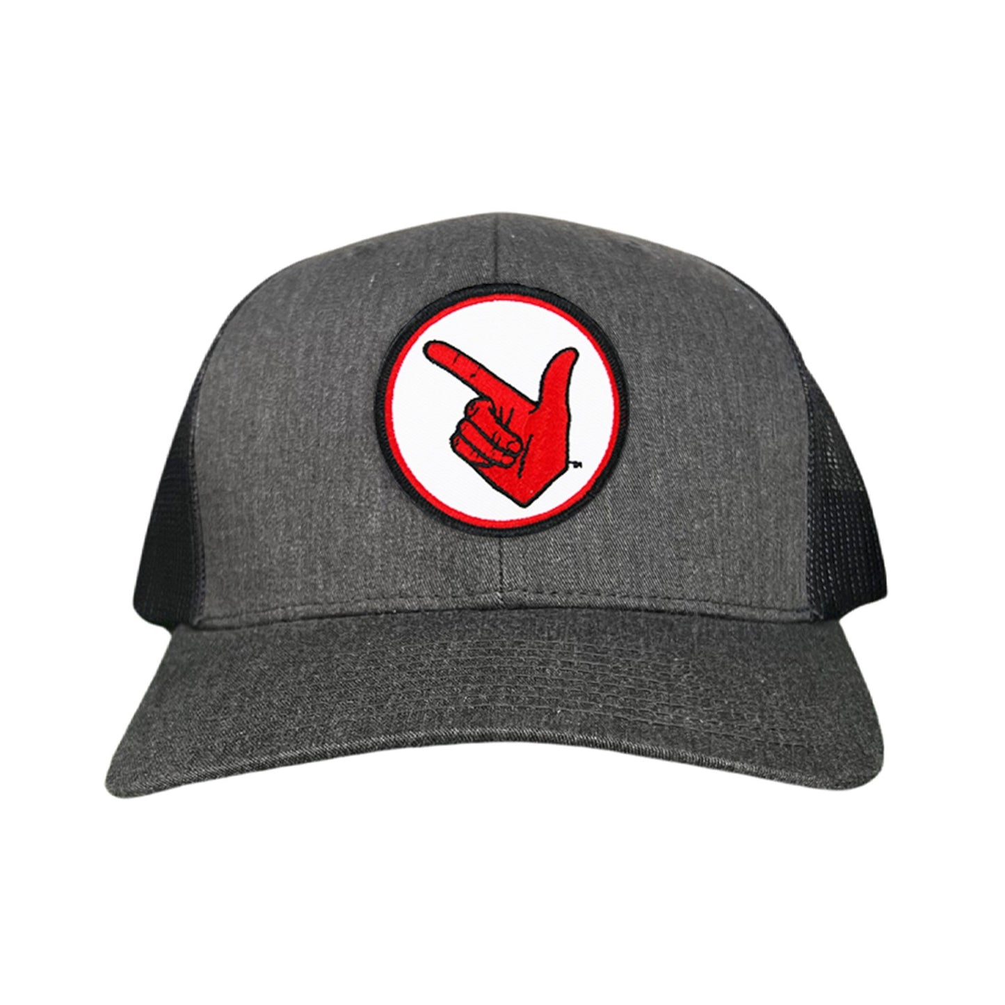 Texas Tech Texas Tech Hand Symbol Patch / Hats/ 117/ MM - Dark Heather / Black Curved Mesh Snapback - Club Rehab