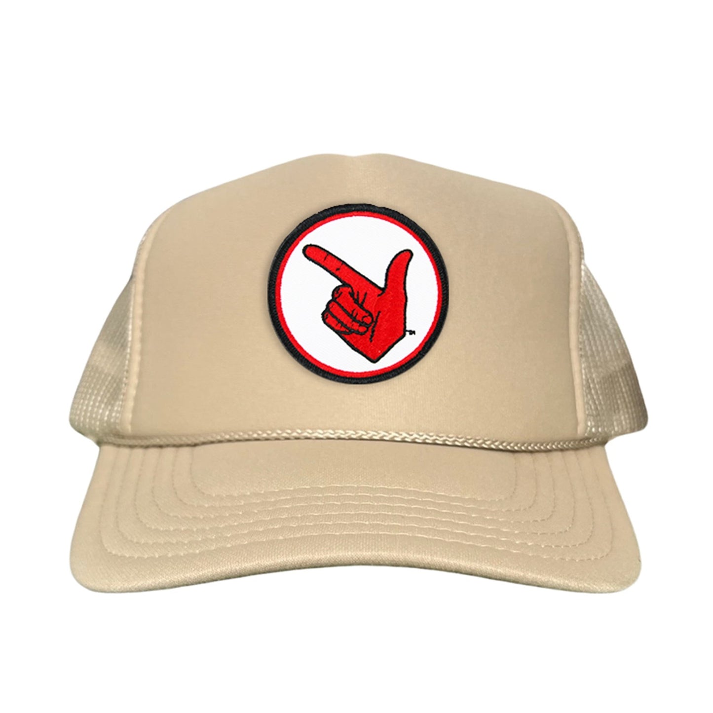 Texas Tech Texas Tech Hand Symbol Patch / Hats/ 117/ MM - Khaki Foam Curved Mesh - Club Rehab