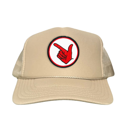 Texas Tech Texas Tech Hand Symbol Patch / Hats/ 117/ MM - Khaki Foam Curved Mesh - Club Rehab