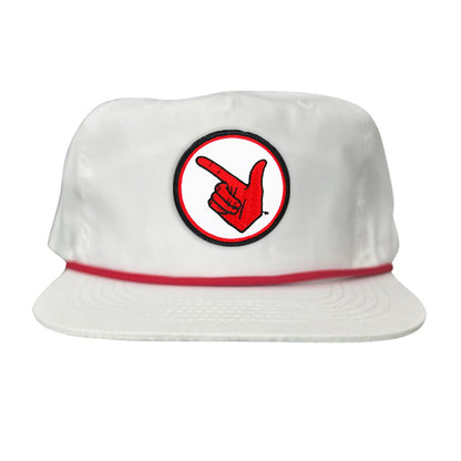 Texas Tech Texas Tech Hand Symbol Patch / Hats/ 117/ MM - Flat Bill White with Red Rope Canvas - Club Rehab