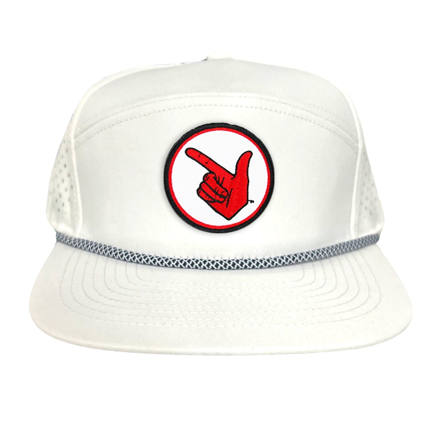 Texas Tech Texas Tech Hand Symbol Patch / Hats/ 117/ MM - Flat Bill White with Black / White Rope Canvas - Club Rehab