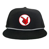 Flat Bill Black with Black / White Rope Canvas