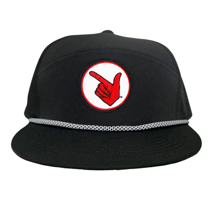 Texas Tech Texas Tech Hand Symbol Patch / Hats/ 117/ MM - Flat Bill Black with Black / White Rope Canvas - Club Rehab