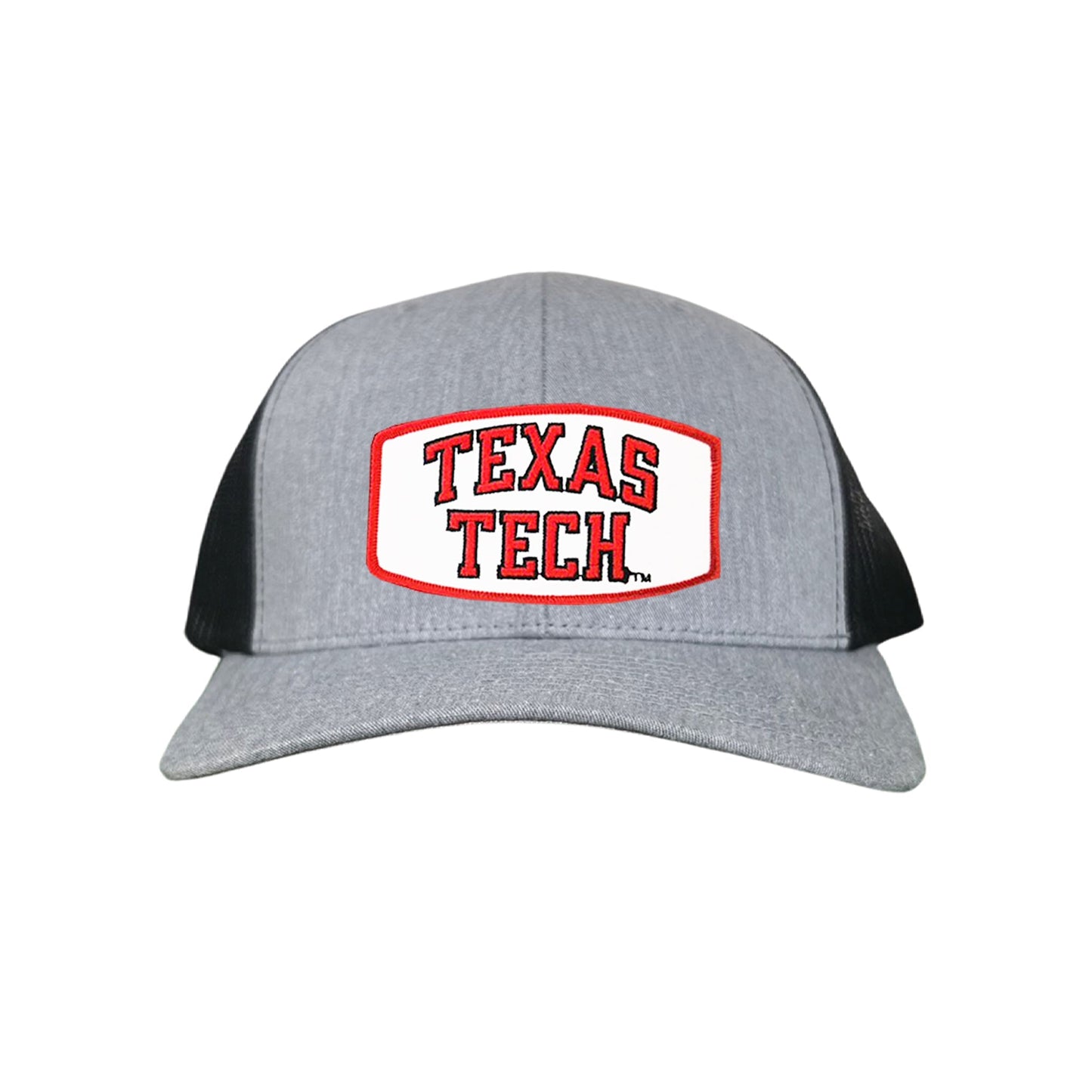 Texas Tech Texas Tech Rectangle Shape / 096 / TXTECH009 / MM - Heather Grey / Black Curved Bill Mesh Snapback - Club Rehab