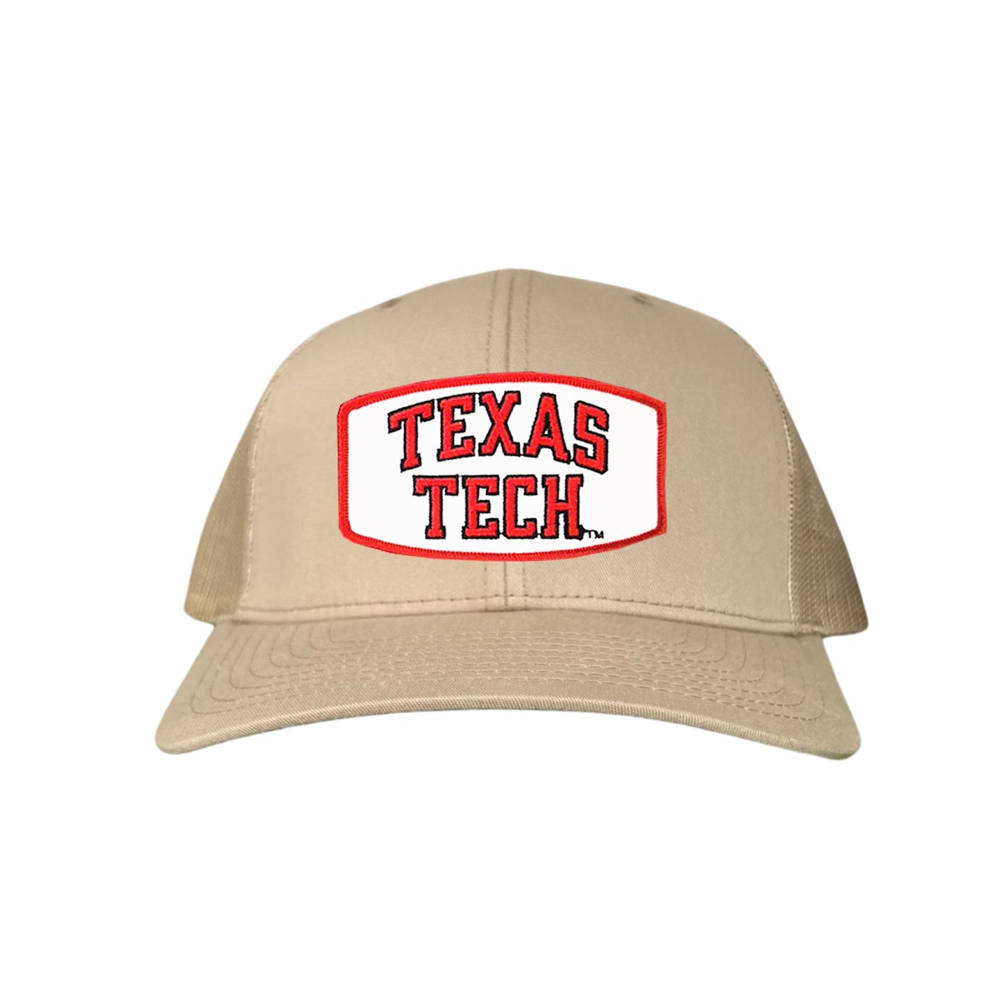 Texas Tech Texas Tech Rectangle Shape / 096 / TXTECH009 / MM - Khaki Curved Bill Mesh Snapback - Club Rehab