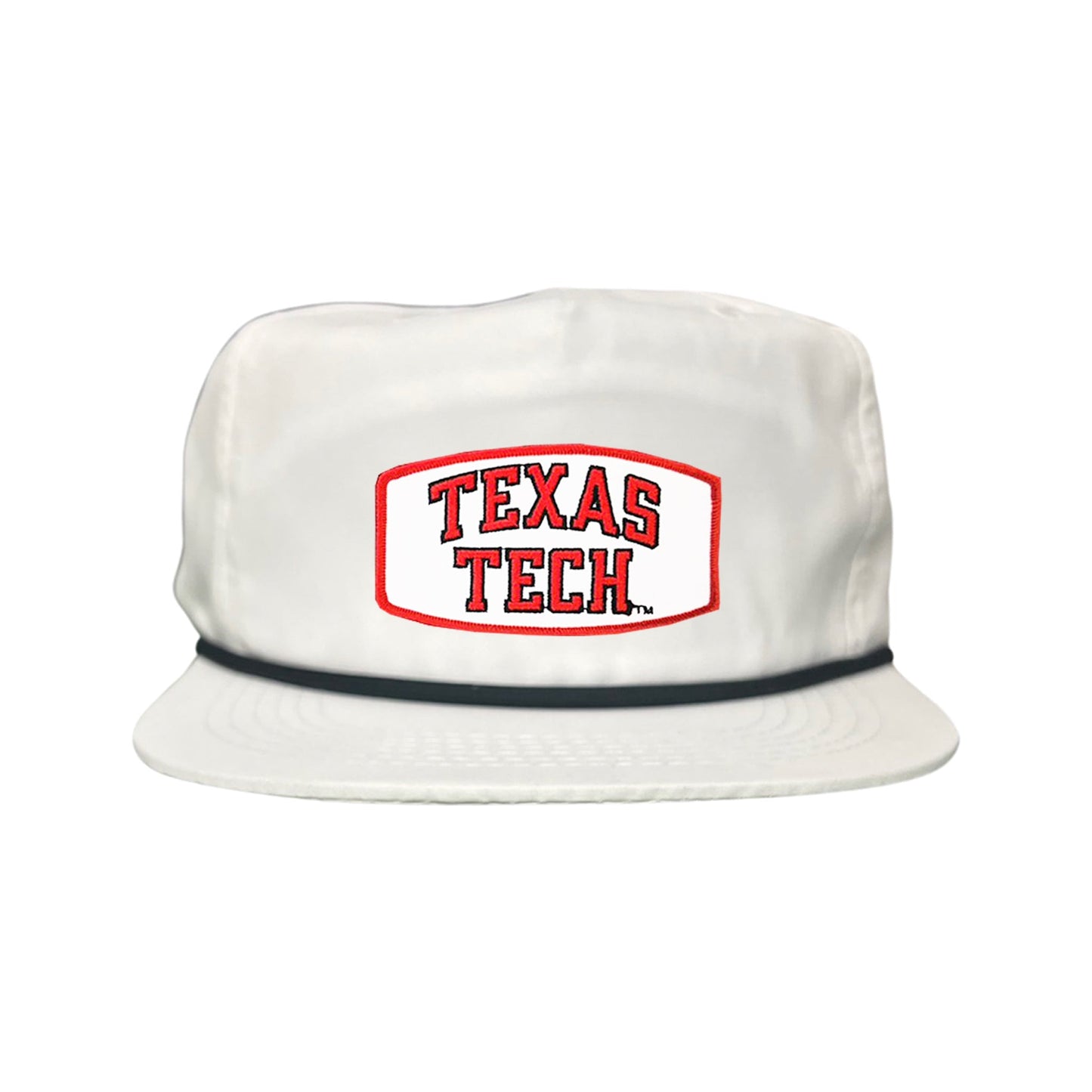 Texas Tech Texas Tech Rectangle Shape / 096 / TXTECH009 / MM - Flat Bill White with Black Rope Canvas - Club Rehab