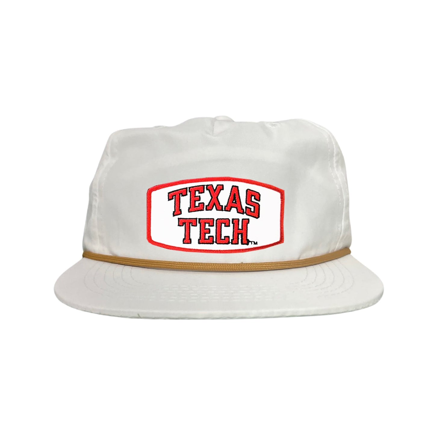 Texas Tech Texas Tech Rectangle Shape / 096 / TXTECH009 / MM - Flat Bill White with Gold Rope Canvas - Club Rehab