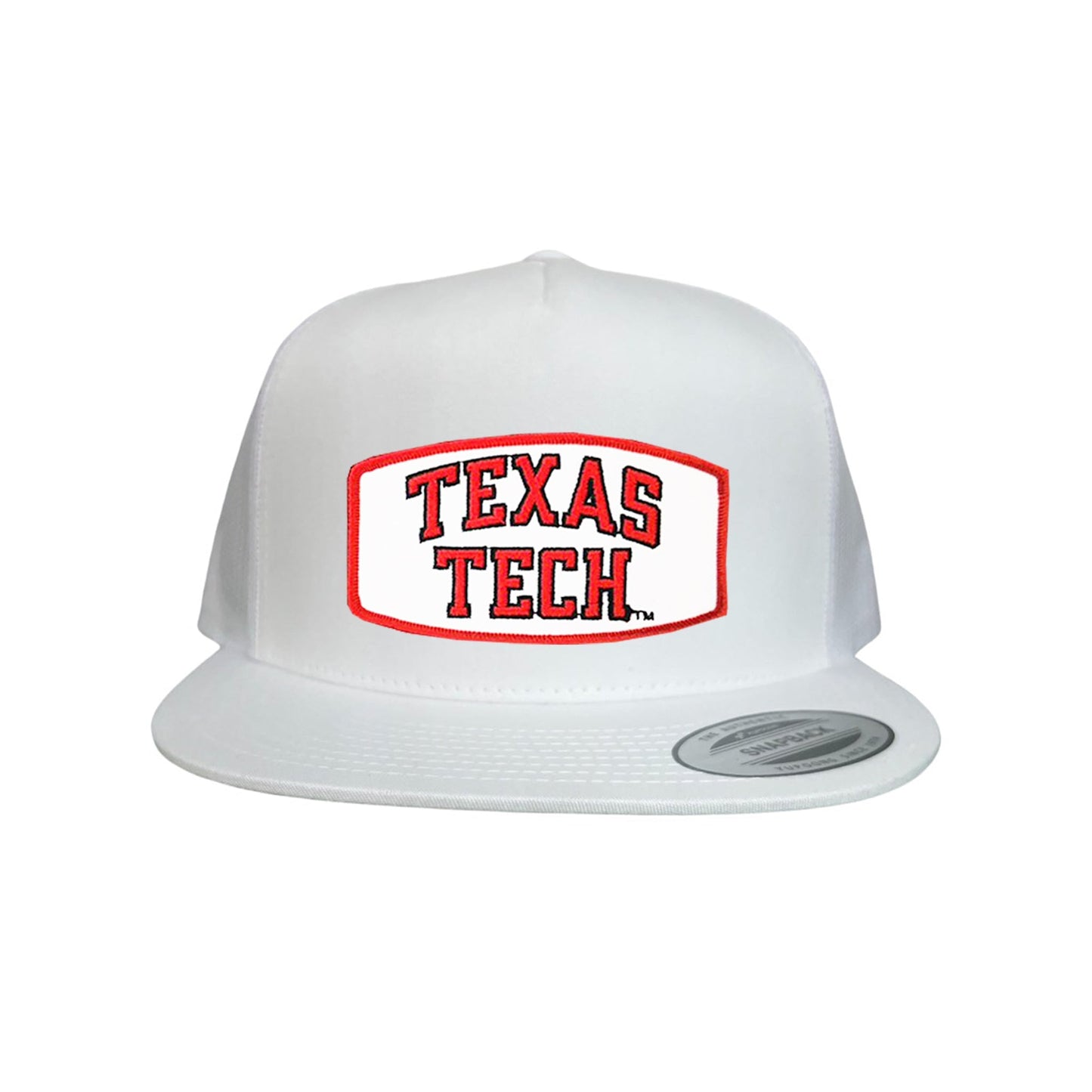 Texas Tech Texas Tech Rectangle Shape / 096 / TXTECH009 / MM - White Flat Bill Mesh Snapback - Club Rehab