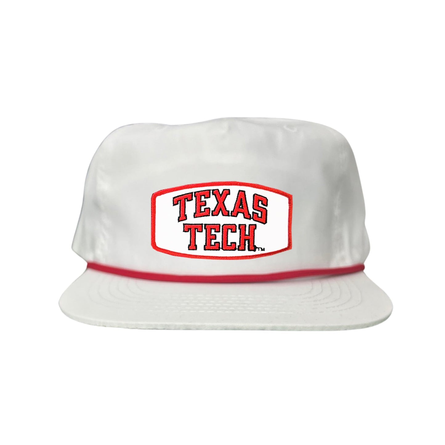 Texas Tech Texas Tech Rectangle Shape / 096 / TXTECH009 / MM - Flat Bill White with Red Rope Canvas - Club Rehab