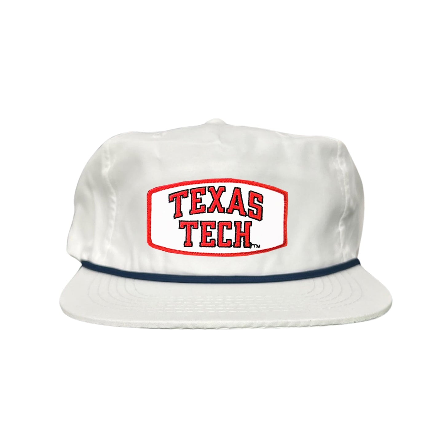 Texas Tech Texas Tech Rectangle Shape / 096 / TXTECH009 / MM - Flat Bill White with Navy Rope Canvas - Club Rehab
