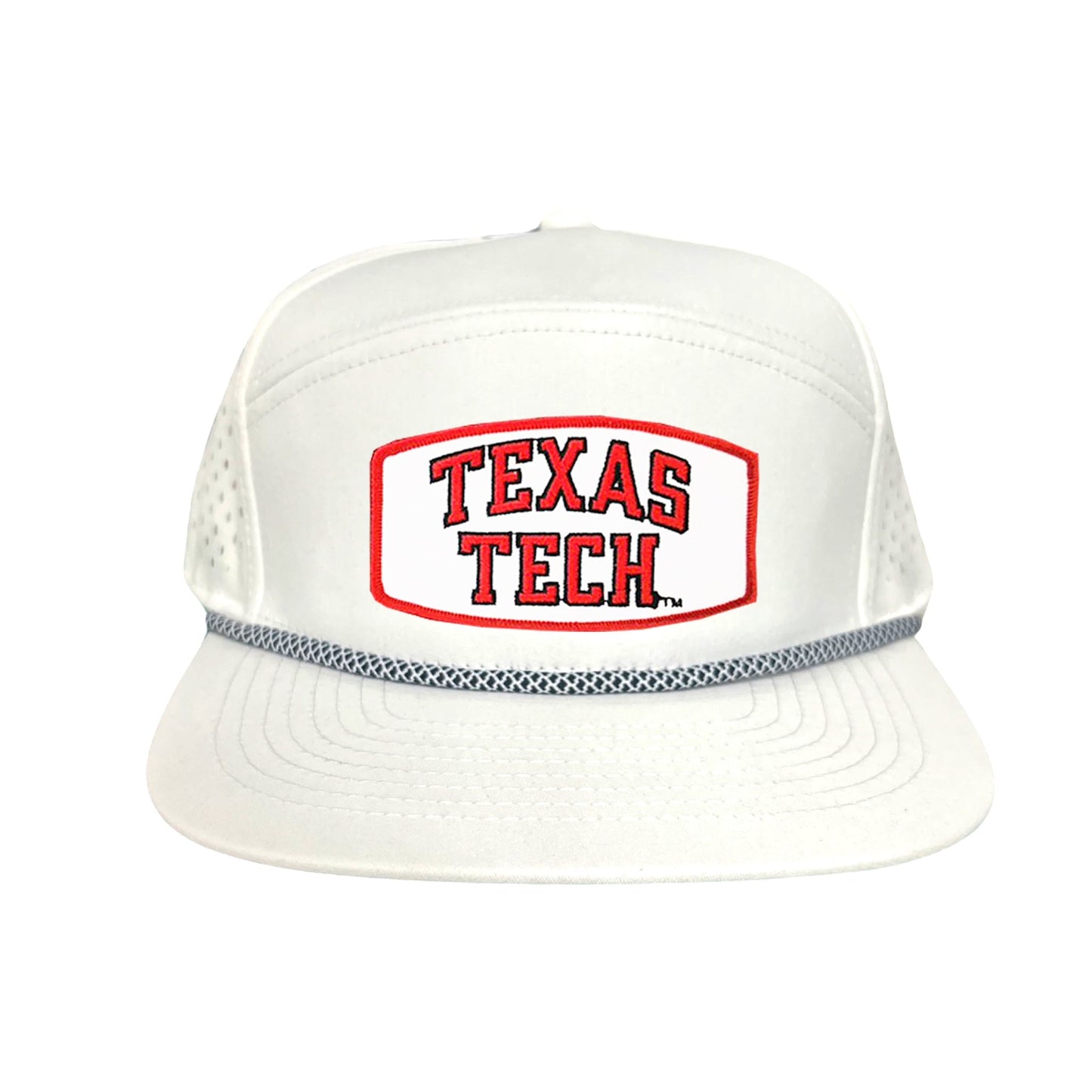 Texas Tech Texas Tech Rectangle Shape / 096 / TXTECH009 / MM - Flat Bill White with Black / White Rope Canvas - Club Rehab