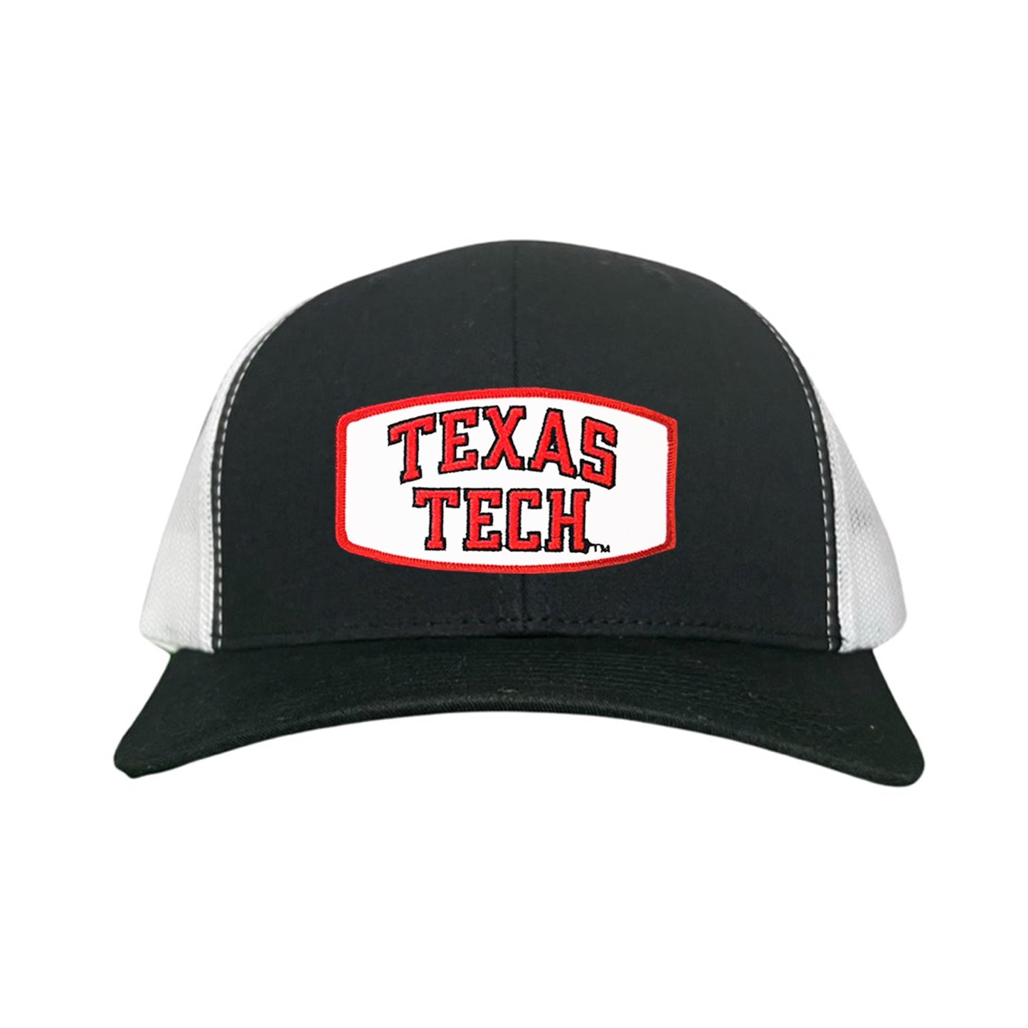 Texas Tech Texas Tech Rectangle Shape / 096 / TXTECH009 / MM - Black / White Curved Bill Mesh Snapback - Club Rehab