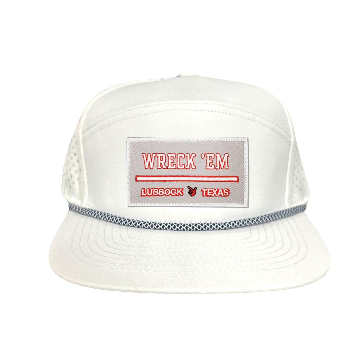 Texas Tech Wreck'Em Tech / Hats / 103 / TXTECH010 / MM - Flat Bill White with Black / White Rope Canvas - Club Rehab