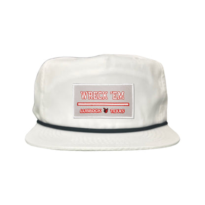 Texas Tech Wreck'Em Tech / Hats / 103 / TXTECH010 / MM - Flat Bill White with Black Rope Canvas - Club Rehab