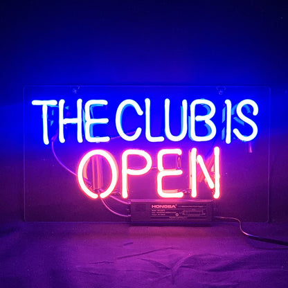 The Club is Open Neon Light Sign - Club Rehab