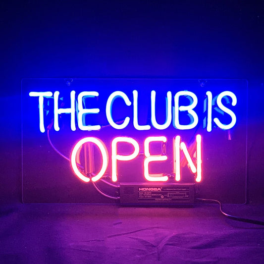 The Club is Open Neon Light Sign - Club Rehab