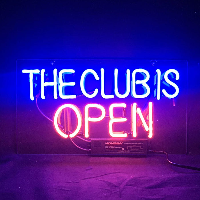 The Club is Open Neon Light Sign - Club Rehab